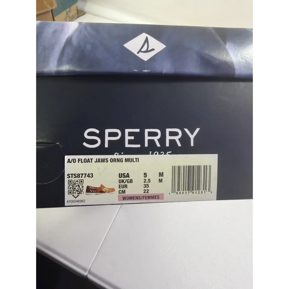 Sperry Jaws Authentic Orange Sunset Ocean Float JAWS Boat Shoes Womens 5 W/ Box